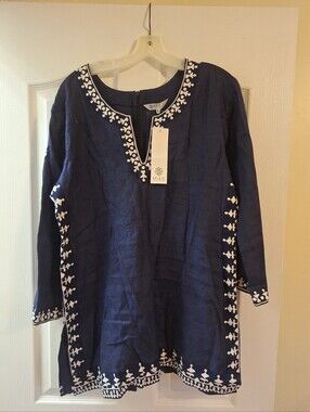 Solu Navy Embroidered Tunic Top - Classic Women's Tunic